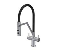 Modern Kitchen Mono Mixer Tap with 2 Lever Handles, 436mm - Brushed Nickel