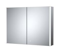 Balterley Rectangular 2 Door Touch Sensor Mirror Cabinet With 2 Shelves, Demister & Shaver Socket, 800mm - White/chrome