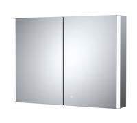 Balterley Rectangular 2 Door Touch Sensor Mirror Cabinet with Demister & Shaver Socket 800mm - White/Chrome in Silver Balterley Silver