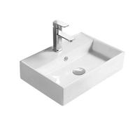Balterley 500mm Countertop Vessel Bathroom Sink, Ceramic Rectangular Bowl Bathroom Wash Basin Sink with Overflow, 1 Tap Hole, Countertop Basin Sinks for Cloakroom - 505 x 355 x 124mm (White)