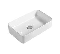 Balterley Nova Contemporary Rectangular Bathroom Countertop Basin, Soft Square Design, White, 465 mm