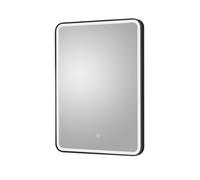 Rectangular LED Illuminated Touch Sensor Framed Mirror with Demister, 700mm x 500mm - Black