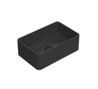 Rectangular Matt Ceramic Countertop Vessel Without Overflow - 365mm - Matt Black