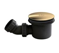 90mm Fast Flow Shower Tray Waste Trap - Brushed Brass Easy Clean Vented Chrome Cover