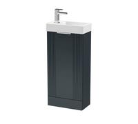 Balterley Retro Floor Standing 1 Door Cloakroom Vanity Basin Unit - 400mm, Satin Dark Grey