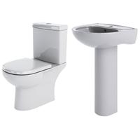 Close Coupled Toilet Pan Cistern Seat Basin Full Pedestal Balterley White One Size