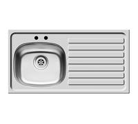 Balterley Right Hand 2 Tap Hole Stainless Steel Kitchen Sink, 940 x 490mm in Metallic Silver Balterley Metallic Silver