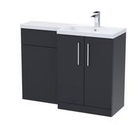 Level Furniture Combination Vanity Basin and WC Unit Left Hand - 1100mm x 390mm - Satin Grey - Balterley