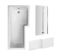 Balterley Right Hand L Shape Bathtub, Front Panel And Bath Screen - Chrome Profile