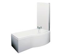 Balterley Right Hand Shower Bath Bundle - Includes Tub, Curved 6mm Safety Glass Bath Screen And Front Panel - 1500mm