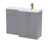 Balterley Right-Hand Vanity & WC Unit Combination, Satin Grey, 1100mm in Grey Balterley Grey