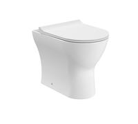 Balterley Round Back to Wall Toilet Pan & Soft Close Seat, Rimless Back to Wall Toilet Unit, Space Saving Toilets for Bathroom, BTW Toilets for Bathrooms - 365mm x 500mm x 417mm (White)