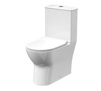Balterley Close Coupled Rimless Toilet with Cistern & Soft Close Seat, Bathroom Toilet Cistern with Round Rimless Pan & Push Flush Button, WC Toilets for Bathrooms - 384mm x 612mm x 800mm (White)
