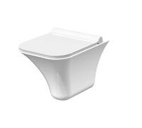 Rimless Wall Hung Ceramic Toilet Pan & Soft Close Seat, 355mm