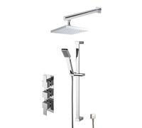 Balterley Ripple Concealed Square Triple Valve Shower Set Chrome in Silver Balterley Silver