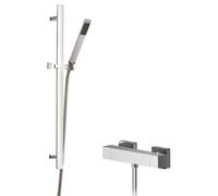 Balterley Ripple Square Bar Valve Sheer Slide Rail Shower Kit Chrome in Silver Balterley Silver