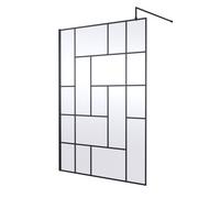 Balterley Rolleston Contemporary Bathroom Abstract Frame Design 8mm Glass Wetroom Screen, 1950 X 1400 X 14mm, Matt Black