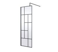 Balterley Rolleston Contemporary Bathroom Abstract Frame Design 8mm Glass Wetroom Screen, 1950 X 700 X 14mm, Matt Black