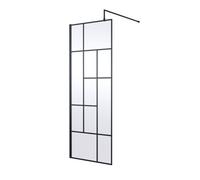 Balterley Rolleston Contemporary Bathroom Abstract Frame Design 8mm Glass Wetroom Screen, 1950 X 760 X 14mm, Matt Black