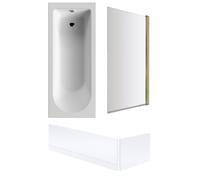 Balterley Round 1700x700 Bath Set - Front & End Panels & Brushed Brass Screen in White Balterley White