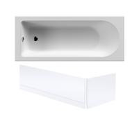 Balterley 1700 x 700mm Round Shower Bath with Leg Set & Front & End Bath Panels, Straight Single Ended Gloss White Soaking Bathtubs, Acrylic Baths for Bathrooms, Rectangular Soaking Bathtub