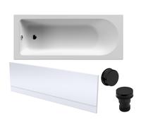 Round Single Ended 1700x700 Bath Set - Front Bath Panelm, Black Waste & Leg Set