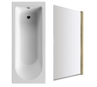 Round Single Ended 1700x700 Bath Set - Front Bath Panel & Brushed Brass Screen