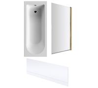 Balterley Round 1700x700 Bath Set - Front Panel & Brass Screen in White Balterley White