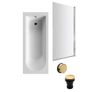 Balterley Round 1700x700 Bath Set - Leg Set, Chrome Screen & Brass Waste in White Balterley White