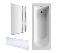 Balterley Round 1700x700 Bath with Panel, Square Screen, Fixed Panel in White Balterley White