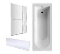 Balterley Round 1700x700 Shower Bath Set - Panel & Screen & Fixed Panel in White Balterley White