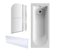 Balterley Round 1700x700 Shower Bath Set - Panel, Screen, Fixed Panel & Rail in White Balterley White