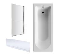 Balterley Round 1700x750 Shower Bath - Panel & Screen with Towel Rail in White Balterley White
