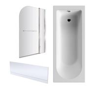 Balterley Round 1700x750 Shower Bath Set - Panels, Screen with Rail in White Balterley White