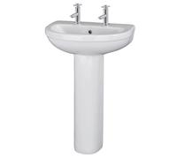 Balterley Round 2 Tap Hole Basin Full Pedestal 550mm in White Balterley White
