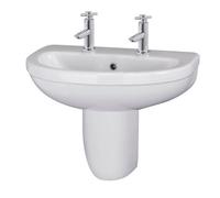 Round 2 Tap Hole Basin & Semi Pedestal - 550mm