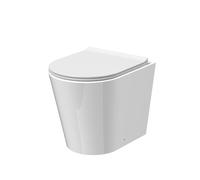 Balterley Round Back to Wall Toilet Pan & Soft Close Seat, Rimless Back to Wall Toilet Unit, Space Saving Toilets for Bathroom, BTW Toilets for Bathrooms - 365mm x 500mm x 417mm (White)
