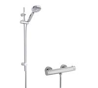 Balterley Round Bar Valve Water Saving Slide Rail Kit Shower Set Chrome in Silver Balterley Silver