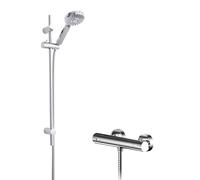 Balterley Round Bar Valve Water Saving Slide Rail Kit Shower Set Chrome in Silver Balterley Silver