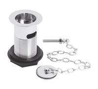 Balterley Round Basin Waste With Brass Plug And Link Chain, Slotted For Overflow - Chrome Finish