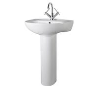 Round Ceramic 1 Tap Hole Basin & Full Pedestal - 550mm