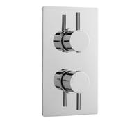 Balterley Concealed Thermostatic Shower Valve, Round Lever Handles with Rectangular Plate Bathroom Shower Valve, Dual Control 1 Outlet Valves for Showers - 120 x 135 x 215mm (Chrome)