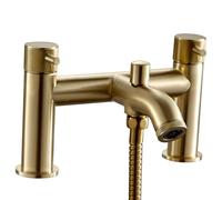 Balterley Round Deck Mounted Bath Shower Mixer Tap, Brushed Brass in Metallics Balterley Metallics