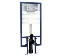 Balterley Round Dual Flush Cistern & Wall Hung Frame, Square Plate - Chrome in Silver Balterley Silver