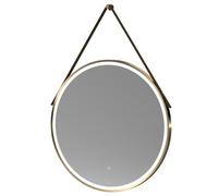 Balterley Round Framed LED Mirror & Demister & Strap, 800mm Brushed Brass/Brown in Metallics Balterley Metallics
