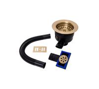Balterley Round Kitchen Sink Strainer Waste With Overflow, Top Fix Installation, 231 X 114 X 214mm, Brushed Brass