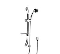 Round Luxury Slide Rail Shower Kit with Single Function Head & Outlet Elbow - Chrome