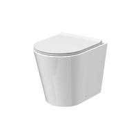 Balterley Round Rimless Back to Wall Toilet Pan with Soft Close Sandwich Seat in White Balterley White