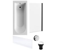 Round Single Ended 1700x700 Bath Set - Front Bath Panel & Black Screen & Chrome Waste