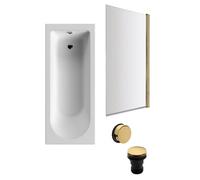 Balterley Round Single Ended 1700X700 Bath Set - Front Bath Panel & Brushed Brass Screen & Brushed Brass Waste